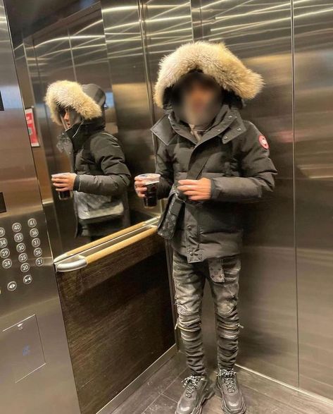 Central Cee Canada Goose, Canada Goose Drip, Canada Goose Mens Outfit, Drip Usa, Cold Pics, Winter Drip, Uk Fits, Hard Fits, Drippy Outfit