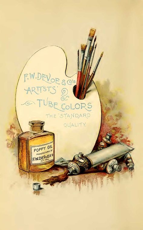 Free Vintage Art Supplies Images And Old Adverts - Picture Box Blue Art Supplies Illustration, Elegant Gift Wrapping Ideas, Wrapping Gifts Ideas Creative, Packing Ideas Gift, Wrapping Gifts Ideas, Free Vintage Art, Vintage Art Supplies, Gift Packing Ideas, Oil Painting Supplies