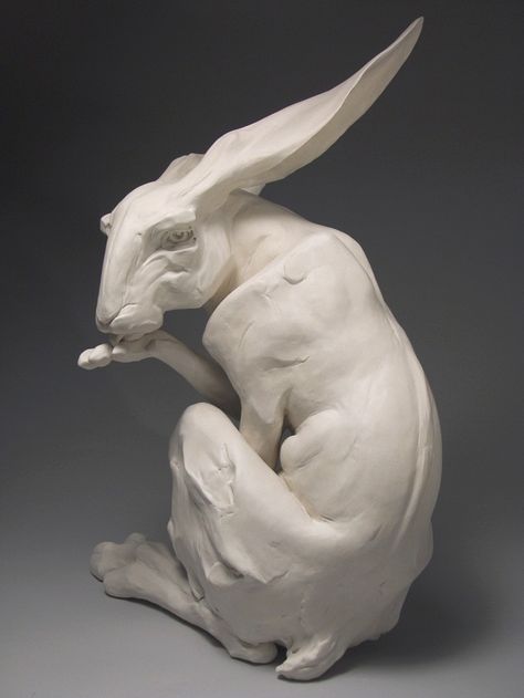 Beth Cavener - Follow the black rabbit | Noli Me Tangere Beth Cavener, Noli Me Tangere, Rabbit Sculpture, Sculptures Céramiques, Photographie Portrait Inspiration, Jack Rabbit, Rabbit Art, Bunny Art, Ceramic Animals