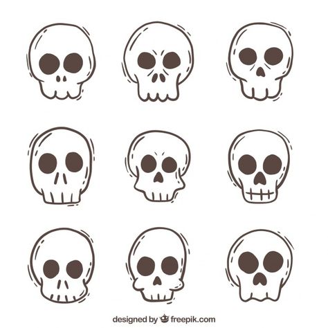 Colección de calaveras dibujadas a mano ... | Free Vector #Freepik #freevector #mano #dibujados-mano #craneo #decoracion Calavera Halloween, Halloween Party Flyer, Hand Doodles, Apocalypse Art, Skull Pin, Hand Poke, Stick And Poke, Skull Drawing, Hand Drawn Design