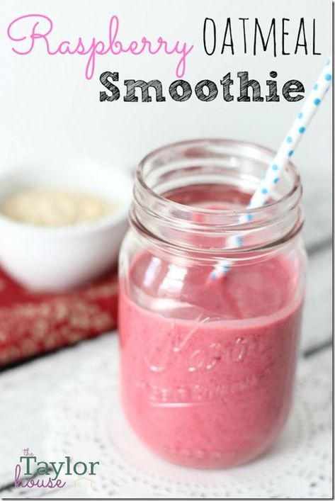 Recipes For Smoothies, Raspberry Oatmeal, Oatmeal Smoothie, Smoothie Recipes For Kids, Smoothie Easy, Smoothies For Kids, Raspberry Smoothie, Vanilla Greek Yogurt, Vanilla Yogurt