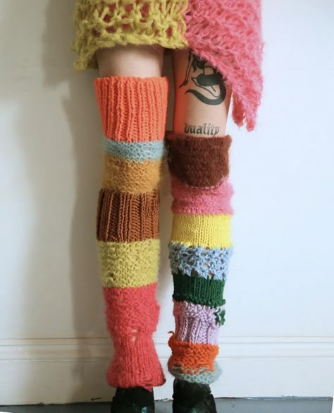 Funky Leg Warmers, Tweecore Outfits, Funky Clothes Aesthetic, Quirky Knitwear, Quirky Aesthetic, Quirky Clothes, Funky Clothes, Sick Clothes, Silly Clothes