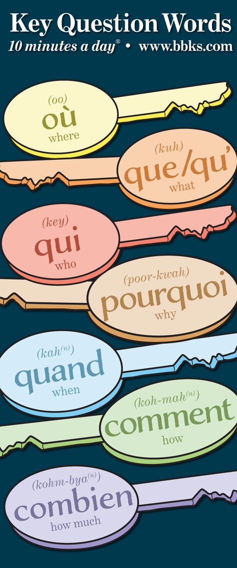 French Language Basics, French Words Quotes, Useful French Phrases, Question Words, French Basics, French Flashcards, Basic French Words, Study French, French Teaching Resources