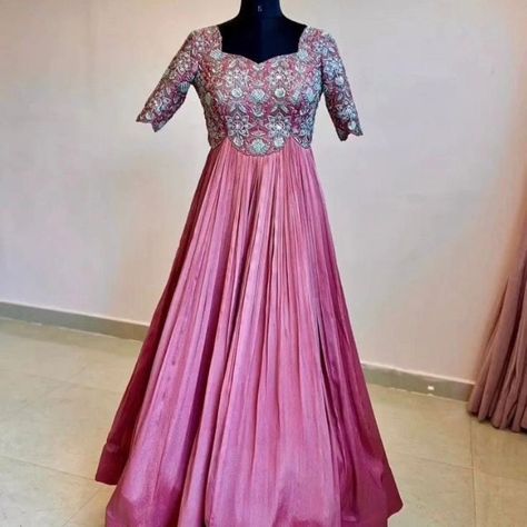 Explore our designer maggam work long frocks, crafted from luxurious Georgette, Chinnon, or Raw Silk. Each piece is meticulously designed with intricate maggam work, ensuring a unique and elegant look. With a quick dispatch time of just 3 days, these frocks are available starting at ₹ 6500plus shipping. Colors and sizes can be customized to suit your preferences, making each frock truly one-of-a-kind. . . . #frock #fashion #dresses #onlineshopping #dress #partywear #kidsfashion #gown #style ... Space Silk Long Frock, Long Frock Maggam Work Designs, Frock Fashion Dresses, Work Long Frocks, Georgette Frocks, Long Frocks Indian Designer Dresses, Long Frocks Indian, Silk Dress Design, Raw Silk Dress