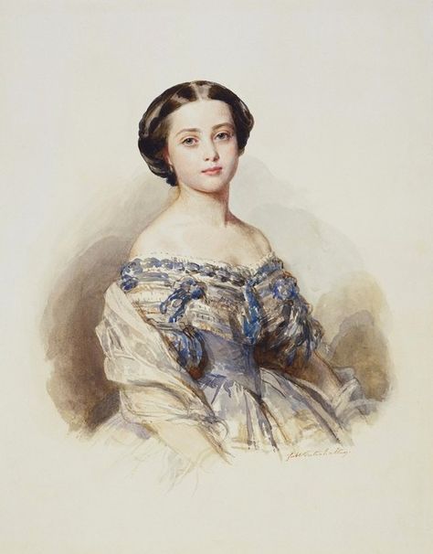 1855 Princess Royal Victoria by Franz Xaver Winterhalter (Royal Collection) | Grand Ladies | gogm Victoria Princess Royal, Empress Alexandra, Franz Xaver Winterhalter, Era Victoria, Gaun Abad Pertengahan, Queen Victoria Family, Queen Victoria Prince Albert, Victoria Prince, Alexandra Feodorovna