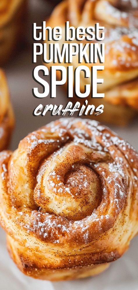 Pumpkin Spice Cruffins [140 Minutes] – Chasety Pumpkin Spice Cruffins, Pumpkin Cruffins, Thanksgiving Bakery Ideas, Pumpkin Danish, Halloween Pastries, Fall Breads, Pumpkin Pastries, Pumpkin Pastry, Pumpkin Spice Chocolate