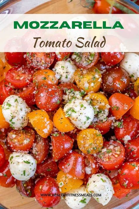 We love how delicious and full of flavor this Tomato Mozzarella Salad is. Full of flavor, easy to make, and perfect to add to your dinner table as a side dish or serve as an appetizer for a small party or potluck. #tomatosalad #salad #tomatomozzarellasalad Salad Challenge, Mozzarella Appetizers, Tomato Side Dishes, Mozzarella Recipe, Tomato Mozzarella Salad, Marinated Tomatoes, Tomato Salad Recipes, Mozzarella Recipes, Mozzarella Salad