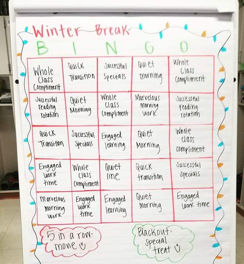 Christmas Classroom Incentives, Bingo Classroom Management, Christmas Classroom Behavior Ideas, Holiday Behavior Incentives, Christmas Incentives For Students, Countdown To Winter Break For Teachers, Back To School Winter Break, Christmas Behavior Management, Christmas Behavior Incentives