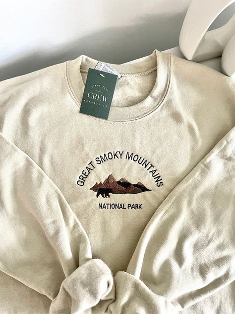 Sweatshirt And Shirt Outfit, Comfort Colors Sweatshirt, Newport Rhode Island, Great Smoky Mountains National Park, Fall Fits, Embroidered Sweatshirt, Fall Sweatshirt, Great Smoky Mountains, Embroidered Sweatshirts