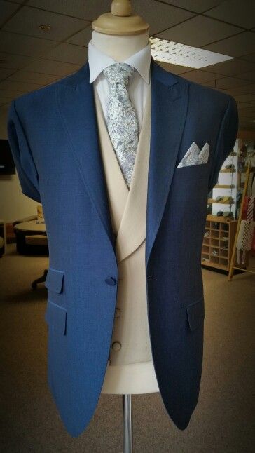 Royal Blue Suit with Stunning Beige Waistcoat. Available to hire or buy. #grooms #libertyoflondon #wedding Beige Waistcoat, Waist Coat Men, Suit Beige, Royal Blue Suit, Blue Suit Wedding, Suits Men Business, Classy Outfits Men, Suits Men, June Wedding