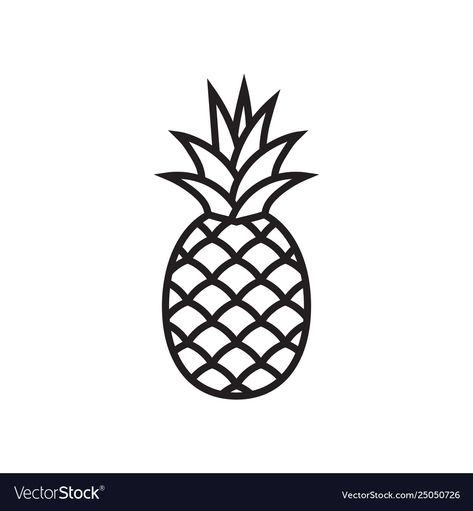 Pineapple Vector Illustration, Pinapple Drawings Easy Cute, Pineapple Outline Drawing, Pineapple Tattoo Outline, Pineapple Line Drawing, Pinapple Tattoos Simple, Pineapple Illustration Design, Pineapple Drawing Simple, Simple Pineapple Tattoo