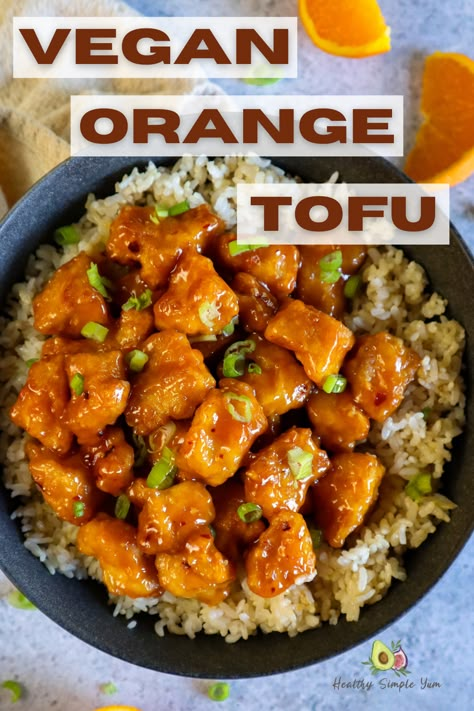 Vegan Orange Chicken Recipe, Vegan Orange Chicken, Orange Tofu Recipe, Orange Tofu, Low Calorie Foods, Panda Express Orange Chicken, Breaded Tofu, Tofu Vegan, Tofu Recipes Vegan