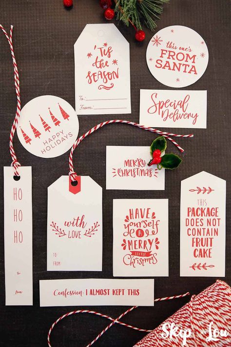 Christmas Diy's, Christmas Tags Handmade, Free Christmas Tags Printable, Skip To My Lou, Xmas Tags, Tag Templates, Christmas Tags Printable, Free Printable Gifts, Free Printable Gift Tags