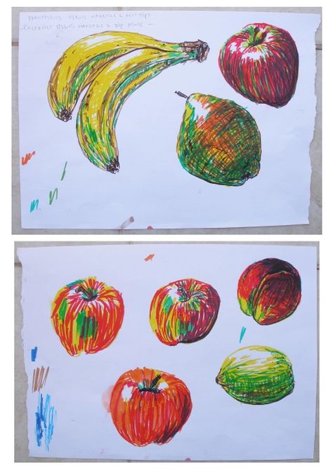 Exercise Using markers or dip pens | mareoca Felt Pen Art, Apple Sketch, Felt Tip Markers, Fruits Drawing, Drawing Now, Pen Illustration, Felt Tip, Dip Pen, Sketch Markers