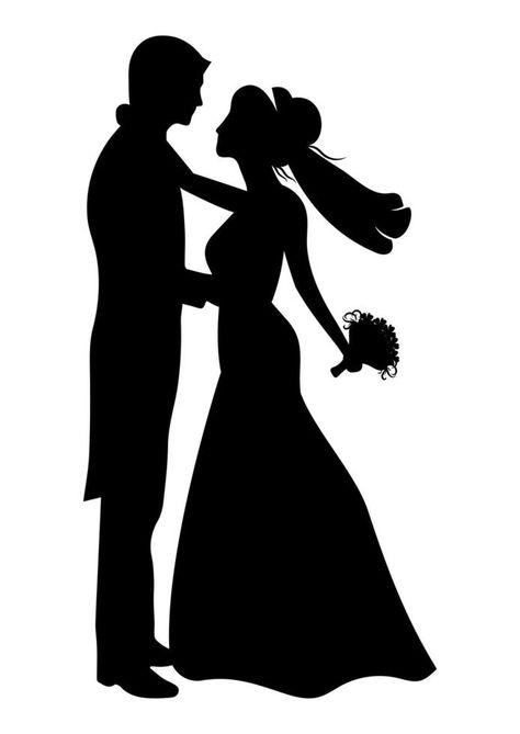 Bride And Groom Clipart, Groom Clipart, White Bride And Groom, Bride And Groom Cartoon, Wedding Symbols, Bride And Groom Silhouette, Couple Clipart, Black And White Couples, Couple Silhouette