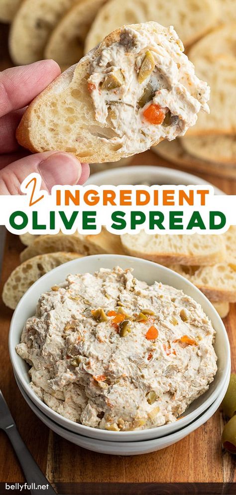 You only need 2 ingredients and 5 minutes to make this Olive Spread. It can be used as a dip with crackers or as a sandwich spread and is perfect for game day, an after school snack, or a last minute appetizer if you have unexpected guests! Sandwich Spread Recipes, Last Minute Appetizer, Olive Spread, After School Snack, Crowd Pleasing Appetizers, Sandwich Spread, Cream Cheese Spreads, School Snack, Spread Recipes