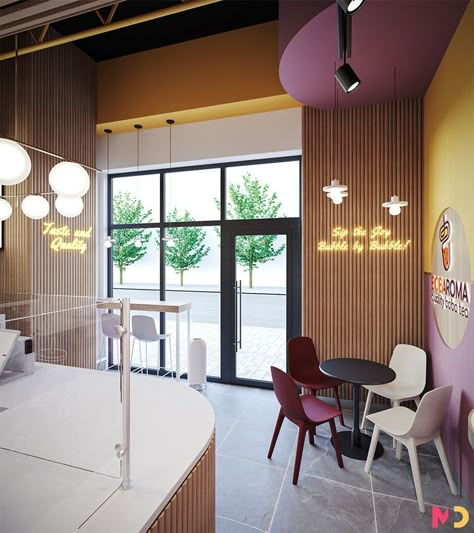 Our Creative Boba Tea Store Design Delivers a Big Impact in a Small Space Boba Nails, Boba Shop Aesthetic, Boba Business, Bubble Tea Store, Logo Snack, Boba Tea Shop, Tea Store Design, Boba Aesthetic, Sims4 Build