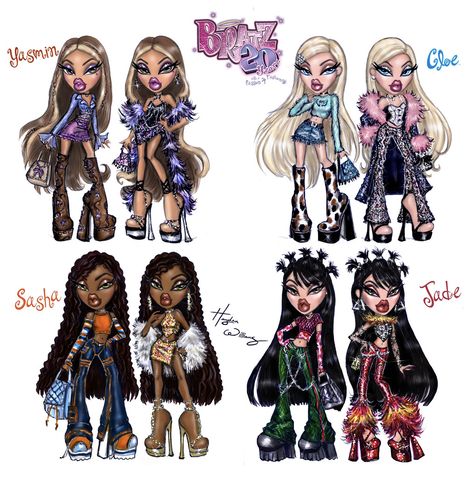 Bratz Hayden Williams, Bratz Outfits Cartoon, Bratz 20th Anniversary, Bratz Outfit, Bratz Characters, Black Bratz Doll, Bratz Doll Outfits, Doll Tattoo, Brat Doll