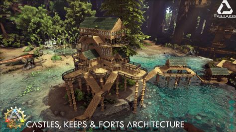 Steam Workshop :: Castles, Keeps, and Forts Medieval Architecture Ark Base Ideas, Valheim Island Base, Ark Base Builds, Ark Building Ideas, Ark Evolution, Ark Castle Builds, Ark Survival Evolved Tips, Valheim Mistlands Build, Valheim Stone Build