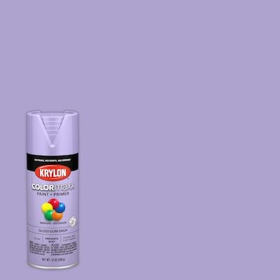 Shop Krylon COLORmaxx Gloss Gum Drop Spray Paint and Primer In One (NET WT. 12-oz)undefined at Lowe's.com. Krylon COLORmaxx spray paint provides brilliant, on-trend colors in a variety of sheens. This product has smooth application with added rust protection. The Purple Spray Paint, Gum Drop, Spray Paint Colors, Sassy Wallpaper, Spray Paints, Purple Party, Gum Drops, Paint Primer, Painting Concrete