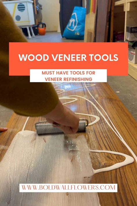 The list of essential wood veneer tools you need to start refinishing veneer furniture! No unnecessary and expensive tools on this list! Removing Veneer, Veneer Furniture, Wood Fillers, Small Workspace, White Spirit, Mineral Spirits, Paint Remover, Steel Wool, Used Tools