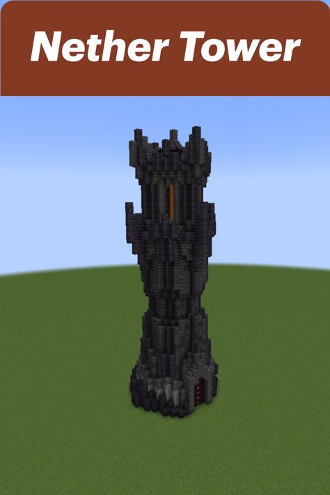 Blackstone Tower Minecraft, Dark Tower Minecraft, Scary Minecraft Builds, Minecraft Dark Castle, Dark Castle Minecraft, Minecraft Ruins, Mc Castle, Evil Castle, Memes Minecraft