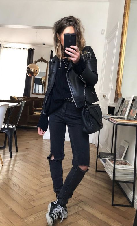 Edgy Winter Outfits, Casual Edgy Outfits, Winter Outfits Edgy, Edgy Fall Outfits, Casual Edgy, Outfits Edgy, Rock Outfit, Leather Jacket Outfits, Rock Chic