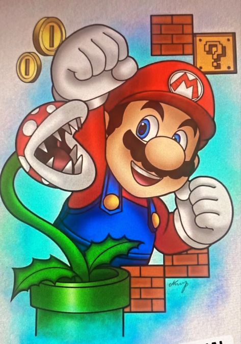 Super Mario Art Drawing, Mario And Luigi Painting, Mario Drawing Ideas, Super Mario Sketch, Super Mario Bros Drawing, Mario Art Drawing, Mario And Luigi Drawing, Mario Bros Drawing, Super Mario Painting