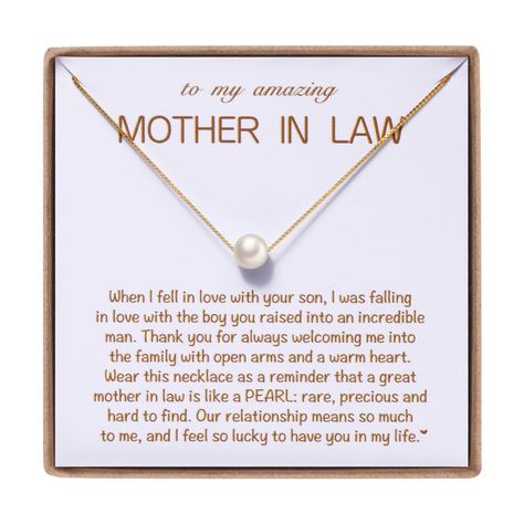 PRICES MAY VARY. *Wedding Day Gifts for Mother in Law* Sweet message card says "To My Amazing Mother in Law, When I fell in love with your son, I was falling in love with the boy you raised into an incredible man. Thank you for always welcoming me into the family with open arms and a warm heart. Wear this necklace as a reminder that a great mother in law is like a pearl: rare, precious and hard to find. Our relationship means so much to me, and I feel so lucky to have you in my life". *Man of Dr Mother In Law Necklace, Wedding Gift For In Laws, Wedding Gifts For Mother In Law, Gifts For Future Mother In Law, Wedding Gifts For In Laws, Gifts For Moms On Wedding Day, Gifts For My Man, Gift For Mother Of Groom, Gift For Mother In Law On Wedding Day