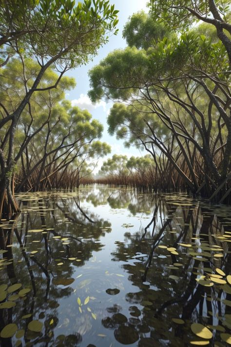 Landscape Fantasy Art, Swamp Landscape, Florida Everglades, Mangrove Swamp, Everglades Florida, Beautiful Art Paintings, Poster Size, The Beauty Of Nature, Art Wall Decor