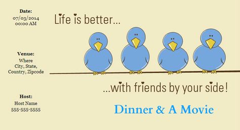 Friendship Party Invitations, Life Is Better With Friends, Online Invitation, Friendship Party, Dinner And A Movie, Family Get Together, Online Invitations, By Your Side, Celebration Party