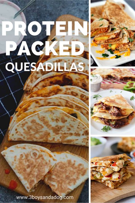 Protein Packed Quesadillas are a fast and easy recipe loaded with flavor. Eating quesadillas filled with cheddar cheese and meats is always a great idea. #easyrecipes #quesadillas #proteinrecipes #3boysandadog Easy Protein Lunches, Quesadilla Fillings, Quesadilla Ingredients, Easy Quesadilla, Quesadilla Recipes Easy, Smoked Sausage Recipes, Chicken Quesadilla Recipe, Chicken Lunch, Easy Steak Recipes