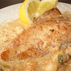 Rockfish with Crab and Old Bay Cream Sauce - Allrecipes.com Rockfish Recipe, Maryland Recipes, Rockfish Recipes, Rock Fish, Cream Sauce Recipe, Recipes Fish, Cream Sauce Recipes, Striped Bass, Seafood Pasta