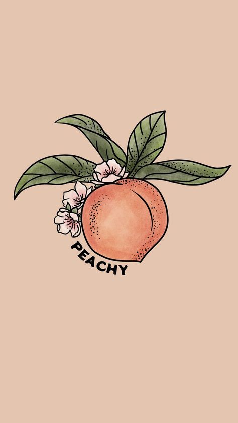 Peach Tattoo, Floral Back Tattoos, Fruit Tattoo, Aesthetic Illustration, Peach Fruit, Muse Art, Mini Drawings, Phone Background, Mom Tattoos