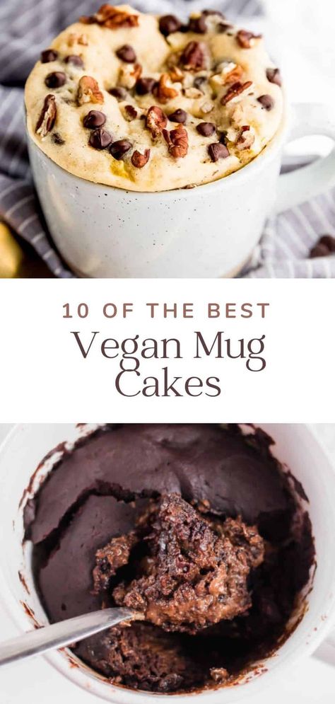 10 Best Vegan Mug Cakes to try when the need for a sweet treat hits! These microwave cake recipes are all vegan, super easy to make, and super delicious. Microwave Cake Recipes, Microwave Cake Recipe, Vegan Mug Cakes, Mug Cake Healthy, Microwave Cake, Mug Cake Microwave, Mug Cakes, Healthy Cake Recipes, Mug Recipes