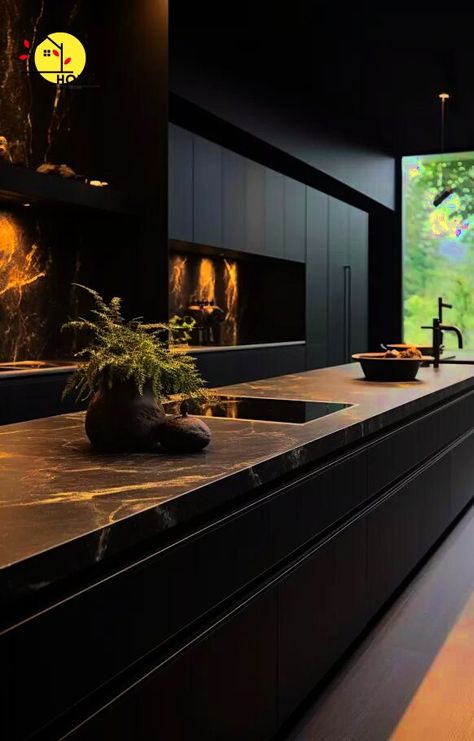 black kitchen aesthetic black kitchen cabinets with gold handles black kitchen island black kitchen renovation black kitchen tiles black kitchen ideas black kitchen countertops black kitchen appliances black kitchen paint black kitchen colours black kitchen color scheme black kitchen ideas black kitchen lighting black kitchen islands black kitchen tables all black kitchen ideas black kitchen walls black kitchen hardware Dark Modern Kitchen, Kitchen Under Stairs, Black Kitchen Design, Modern Black Kitchen, Black Kitchen Cabinets, House Design Kitchen, Modern Kitchen Design Luxury, Kitchen Inspiration Design, Kitchen Design Ideas