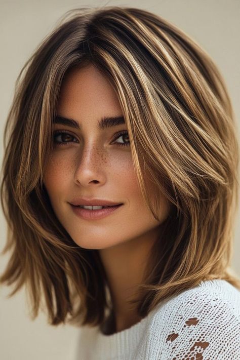 30 Stunning Shoulder Length Hairstyles Haircuts To Shoulder Length, Mid Length Hair With Layers 2025, Shoulder Length Chunky Layers, Shoulder Length Hairstyle Women Fine Hair, Ladies Shoulder Length Hairstyles, Shoulder Length Hair Styles For Fine Hair, Shoulder Length Haircut 2024, Shoulder Length Hair 40 Year Old, Shoulder Length Hair Inspiration