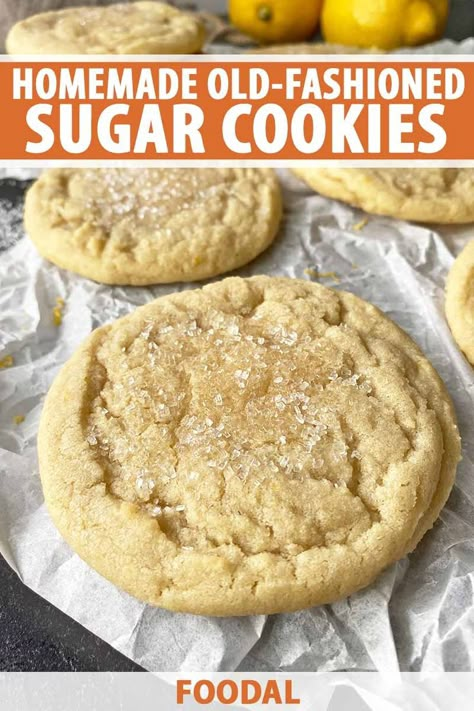 The classics never go out of style, like our homemade old-fashioned sugar cookies. A short list of simple ingredients makes the recipe easy to prepare. Soft, moist, and with a hint of lemon zest, these are treats you’ll want to make for any occasion. Read more now on Foodal. #sugarcookie #dessertideas #foodal Quick Easy Sugar Cookies, Sugar Cookie Recipe Soft, Easy Soft Sugar Cookie Recipe, Old Fashioned Sugar Cookie Recipe, Classic Sugar Cookie Recipe, Lemon Sugar Cookies Recipe, Old Fashioned Sugar Cookies, Recipe Ingredients List, Soft Sugar Cookie Recipe