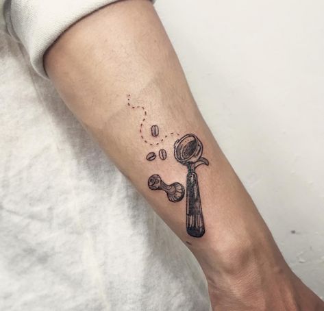 Black Outline Coffee Tattoo Barista Tattoo Ideas, Espresso Tattoo, Barista Tattoo, Latte Art Tattoo, Coffee Tattoo Ideas, Tattoo Ideas Minimalist, Coffee Tattoo, Coffee Tattoos, Coffee Barista