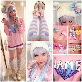 Alexa Poletti, Kawaii Ideas, Pop Kei, Kawaii Kei, Fantasy Make-up, Pastel Outfits, Gothic Cosplay, Gothic Room, Pastel Punk