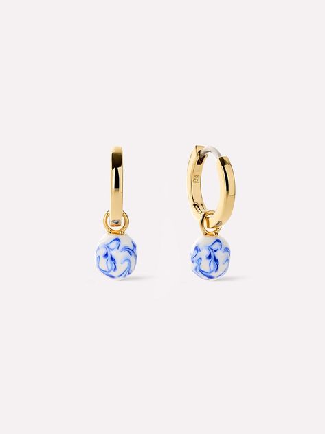 Elevate your earring stack with these gold drop earrings plated in 14k gold featuring blue marble drops for the perfect bold finishing touch to your look. Coastal Earrings, Earring Stack, Marble Blue, Coastal Granddaughter, Jewelry Accessories Ideas, Jewelry Lookbook, Tiny Treasures, Blue Marble, Pretty Shoes