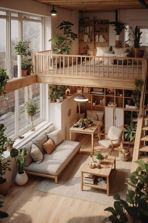 Loft In Living Room, Skandinavian Houses Design, Open Loft Ideas Upstairs, Modern Loft House Design, Eccentric Interior Design, Cozy Loft Apartment, Apartment Loft Ideas, Luxury Loft Apartment, Modern Loft House