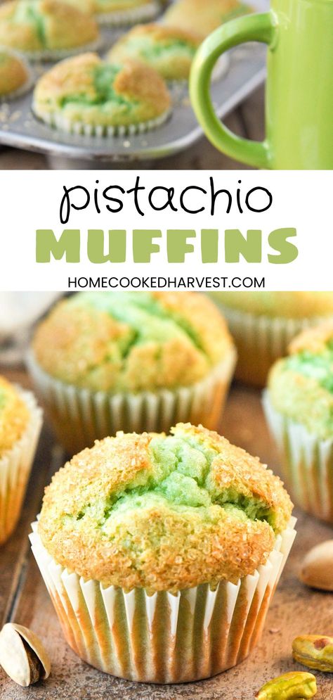 Pistachio Muffins Recipe, Pistachio Muffins, Pudding Cupcakes, Pastries Recipes, Pistachio Recipes, Midday Snack, Pistachio Pudding, Homemade Muffins, Instant Pudding Mix