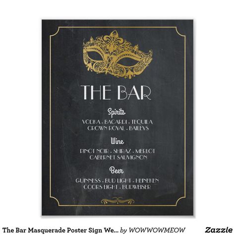 The Bar Masquerade Poster Sign Wedding Reception The Bar Masquerade Black and Gold Bar Sign Wedding Reception Masquerade Black And Gold, Masquerade Ball Sweet 16, Masquerade Poster, Bustle A Wedding Dress, Black And Gold Bar, Masquerade Ball Wedding, Masquerade Ball Decorations, Masquerade Party Themes, Gothic Masquerade