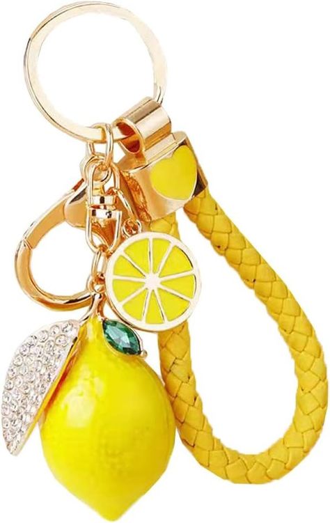 YEHJDSMD Cute Lemon Keychain Little Lemon Crystal Rhinestone Key Chain Fruit Keyring For Purse Bag Backpack Car Jewelry Gift For Women Men, Yellow : Amazon.co.uk: Fashion Lemon Keychain, Lemon Accessories, Lemon Car, Emo Accessories, Key Chain Car, Charm Ideas, Korean Kitchen, Car Jewelry, Short Cake