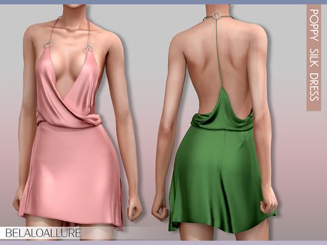 The Sims Resource - Belaloallure_Poppy silk dress (patreon) Sims 4 Body Mods, Sims 4 Dresses, Sims Four, Silk Dresses, Sims 4 Mods Clothes, Sims 4 Cas, Sims 4 Cc Finds, Sims 4 Clothing, Silk Mini Dress