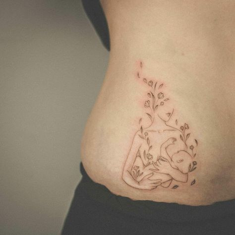 Mum Tatoos Ideas, Fineline Motherhood Tattoo, Labor And Delivery Nurse Tattoo Ideas, Midwifery Tattoo Ideas, Breastfeeding Tattoos For Women, Midwife Tattoo Ideas, Fertility Tattoos For Women, Motherhood Tattoo Ideas, Midwifery Tattoo