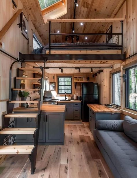 Tiny Shop House, Inside Tiny Houses, Tiny House Build, Farmhouse Sheds, Home Layout, Tiny House Layout, Casa Container, Shed Homes, Horse Decor