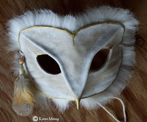 Barn Owl Costume, Owl Mask Character Design, Barn Owl Mask, Dark Costumes, Golden Feather, Legend Of The Guardians, Owl Mask, Owl Costume, Bear Mask