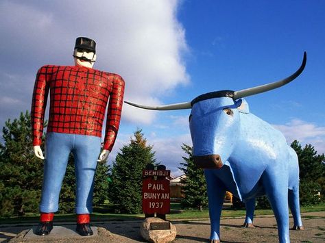 Photo: Paul Bunyan and Babe statue in Minnesota Paul Bunyan And Babe, Bemidji Minnesota, Babe The Blue Ox, Minnesota Life, Minnesota Nice, Paul Bunyan, Minnesota Travel, Minnesota Home, What A Wonderful World